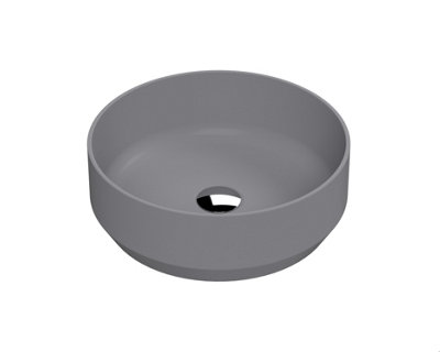 Round Matt Ceramic Countertop Vessel Without Overflow - 350mm - Matt Grey - Balterley