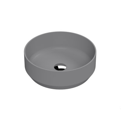 Round Matt Ceramic Countertop Vessel Without Overflow - 350mm - Matt Grey