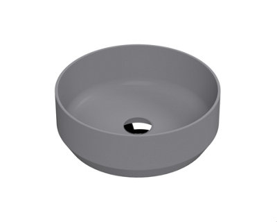 Round Matt Ceramic Countertop Vessel Without Overflow - 350mm - Matt Grey