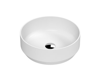 Round Matt Ceramic Countertop Vessel Without Overflow - 350mm - Matt White