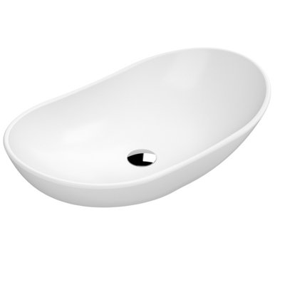 Round Matt Ceramic Countertop Vessel Without Overflow - 615mm - Matt White