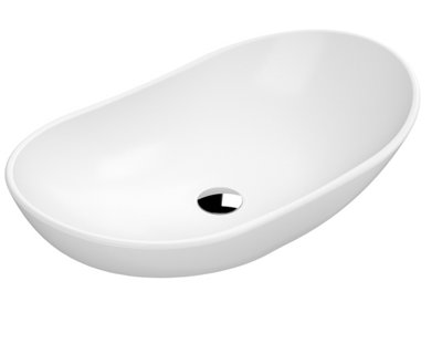 Round Matt Ceramic Countertop Vessel Without Overflow - 615mm - Matt White