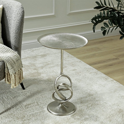 Round Metal End Table for Living Room Furniture, 60cm Tall Sofa Side Table, Accent Table