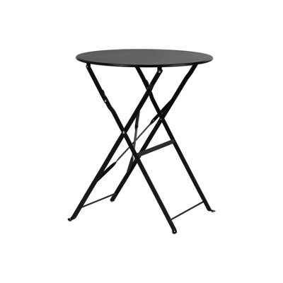Round Metal Folding Patio Bistro Table - 60cm - Black