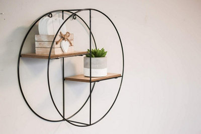 Round industrial shelf store wall unit