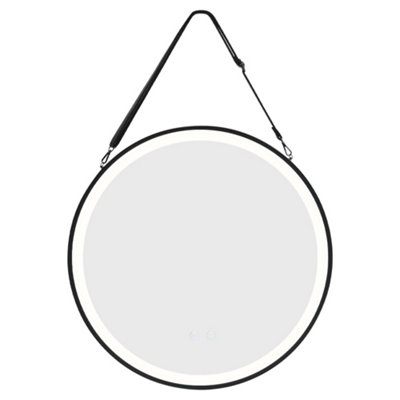 Round Metal LED Mirror with Hanging Strap Dia 600mm