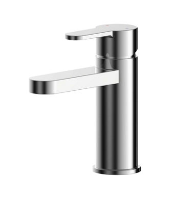 Round Mini Mono Basin Mixer Tap & Push Button Waste - Chrome