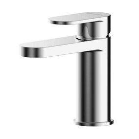 Round Mini Mono Basin Mixer Tap & Push Button Waste - Chrome