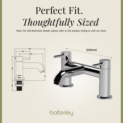 Round Minimalist Deck Mounted Bath Filler Tap- Chrome - Balterley - 3