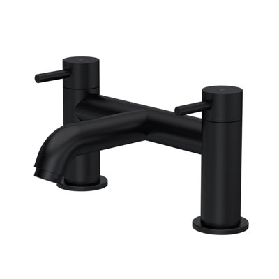 Round Minimalist Deck Mounted Bath Filler Tap - Matt Black - Balterley