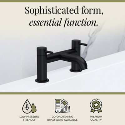 Round Minimalist Deck Mounted Bath Filler Tap - Matt Black - Balterley - 3