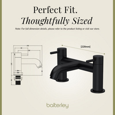 Round Minimalist Deck Mounted Bath Filler Tap - Matt Black - Balterley - 4