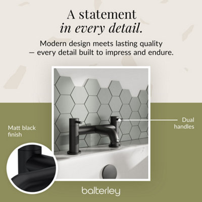 Round Minimalist Deck Mounted Bath Filler Tap - Matt Black - Balterley