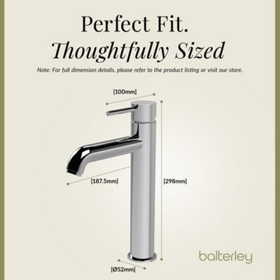 Round Minimalist Tall Mono Basin Mixer Tap - Chrome - 3