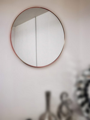 Round Mirror 80Cm Black Deep Aluminium Frame Wall Mounted Mirror ...
