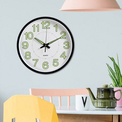 Round Modern Luminous Quartz Silent Wall Clock Home Decor Battery ...