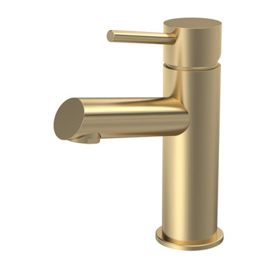 Round Mono Basin Mixer Tap & Push Button Waste - Brushed Brass - Balterley Price Comparisons | Compare The Build