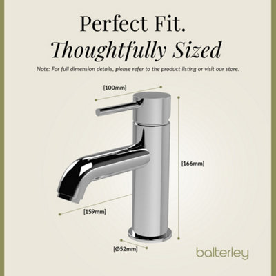 Round Mono Basin Mixer Tap & Push Button Waste - Chrome - Balterley - 3