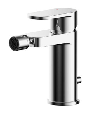 Round Mono Bidet Mixer Tap With Pop Up Waste - Chrome