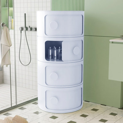Round Multi Tiered Plastic Bedside Storage Drawers Unit Drawer Bedside ...