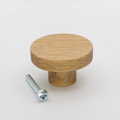 Round Oak Knob for Cabinet Doors and Drawer Pulls Dia 40mm