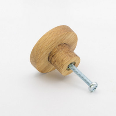 Round Oak Knob for Cabinet Doors and Drawer Pulls Dia 40mm