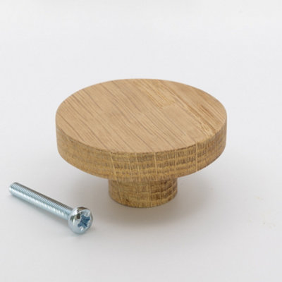 Round Oak Knob for Cabinet Doors and Drawer Pulls Dia 50mm