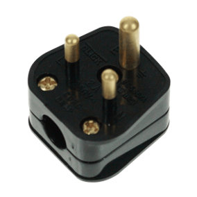 Round Pin Plug Top 2Amp Black for Lighting Circuit