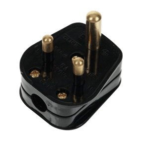 Round Pin Plug Top 5Amp Black for Lighting Circuit