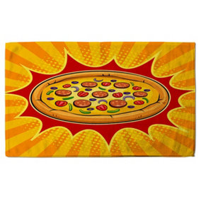 Round pizza pop art retro (Bath Towel) / Default Title