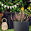 Round Planter Plant Flower Pot Outdoor Garden Weatherproof with Insert Rattan Anthracite  40cm - 35 Litres