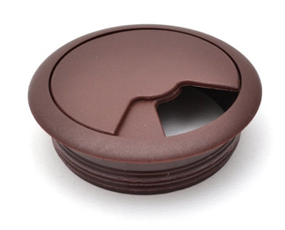 Round Plastic Grommet For Desk Table Cable Tidy Wire Cover 60 mm Mahogany