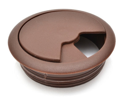 Round Plastic Grommet For Desk Table Cable Tidy Wire Cover 60 mm Walnut