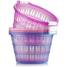 Round Plastic Laundry Storage Basket Hamper Washing Clothes With Handles Home Clear