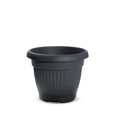 ROUND PLASTIC PLANT POTS VENETIAN FLOWER POT GARDEN PLANTS HERBS PLANTER HOLDER 40 cm Anthracite pot