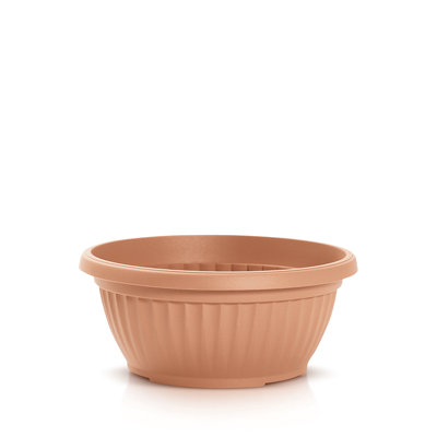 ROUND PLASTIC PLANT POTS VENETIAN FLOWER POT GARDEN PLANTS HERBS PLANTER HOLDER 40cm low Terracotta pot