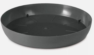 Round Plastic Water Plant Pot Saucer Trays Anthracite 11cm