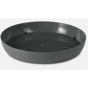 Round Plastic Water Plant Pot Saucer Trays Anthracite 11cm
