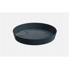 Round Plastic Water Plant Pot Saucer Trays  Anthracite 23cm