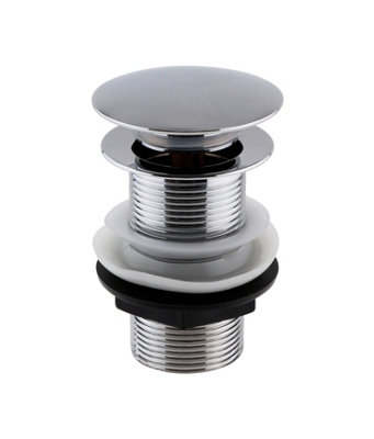 Round Push Button Basin Waste Unslotted - Chrome