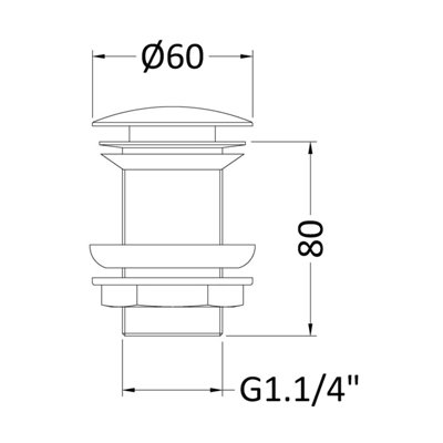 Round Push Button Basin Waste Unslotted - Chrome