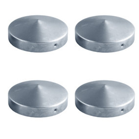 ROUND Pyramid Silver GALVANISED Fence POST CAP Cover Top 101mm Pack of: 4 pc