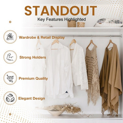 Round Rail Wardrobe Polished Chrome Hanging Tube Metal Closet Organizer Cut to Size 50cm