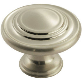 Round Ringed Pattern Door Knob 32mm Diameter Satin Nickel Cabinet Handle