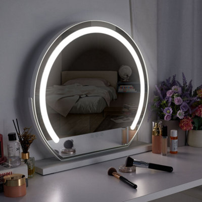 Round Rotatable Angle Freestanding Hollywood Vanity Makeup Mirror with ...