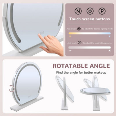 Round Rotatable Angle Freestanding Hollywood Vanity Makeup Mirror with ...