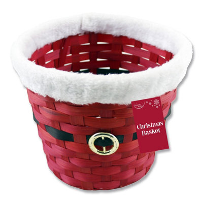 Plastic Buckets with Handles, Red Santa Belt Round Basket, Multi-Purpose  Container Decorative Home Kitchen Candy Bars Baskets Christmas Holiday  Party