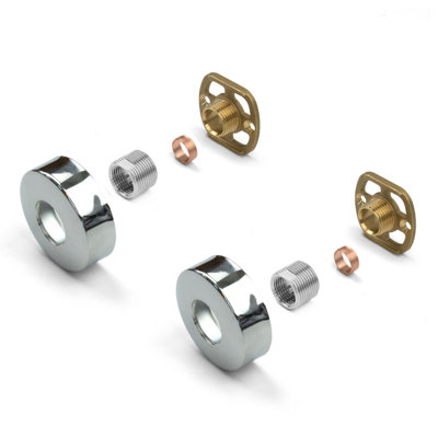 Round Shower Fixing Kit Plates (Pair) - Chrome Brass Wall Mounted with ...