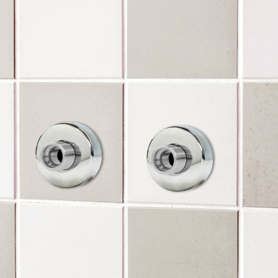 Round Shower Fixing Kit Plates (Pair) - Chrome Brass Wall Mounted with ...