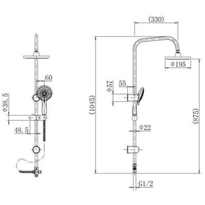 Round Shower Riser Kit Chrome Dual Shower Heads Adjustable Overhead ...